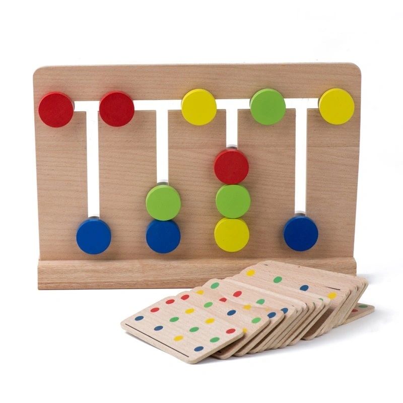 Montessori Wooden Logic Maze Game Logical Colour Matching Toy Brain Training Puzzle.
