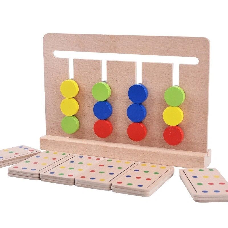 Montessori Wooden Logic Maze Game Logical Colour Matching Toy Brain Training Puzzle.