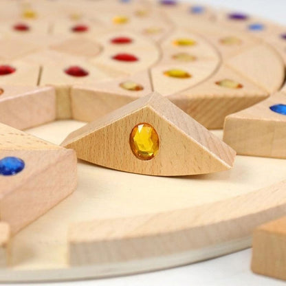 Large Wooden Mandala Gemstone Building Blocks Natural Colour