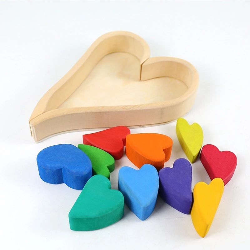 Rainbow Heart Blocks Puzzle Stacker Toy
