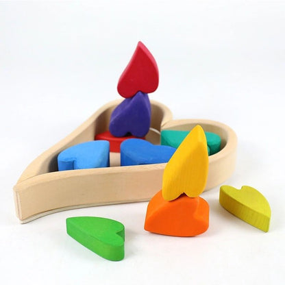 Rainbow Heart Blocks Puzzle Stacker Toy