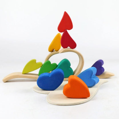 Rainbow Heart Blocks Puzzle Stacker Toy