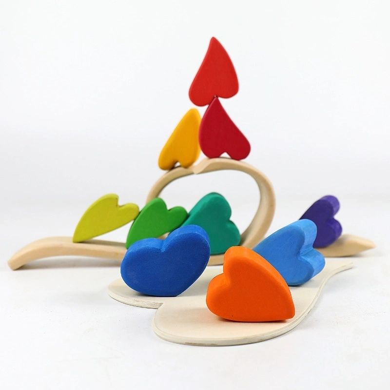 Rainbow Heart Blocks Puzzle Stacker Toy