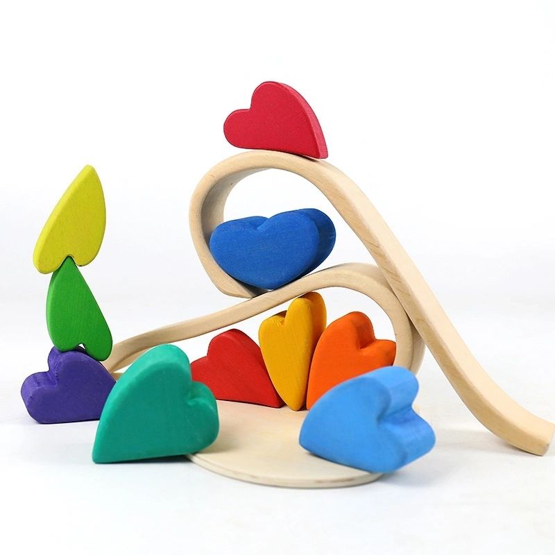 Rainbow Heart Blocks Puzzle Stacker Toy