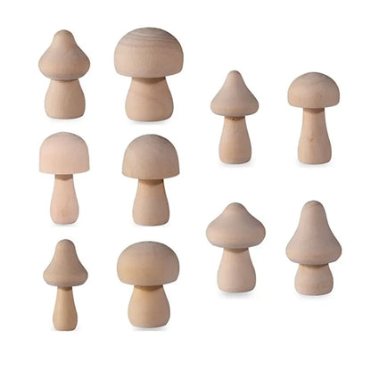 10 Natural Wood MUSHROOMS DIY Loose Parts Kids Craft Wooden toys