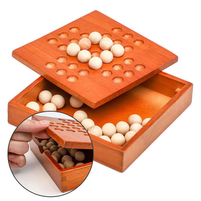 Fidtoy Wooden Bead Solitaire Chess Game – Brain Teaser and Puzzle Game for Kids