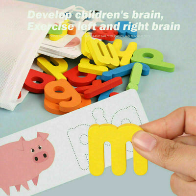 Fidtoy Jeu de l'Alphabet en Bois pour Apprendre l'Orthographe aux Enfants