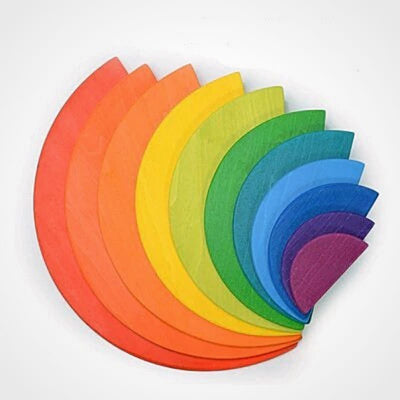 Fidtoy Juguete de construcción de madera semicircular arcoíris para niños de 3+ años