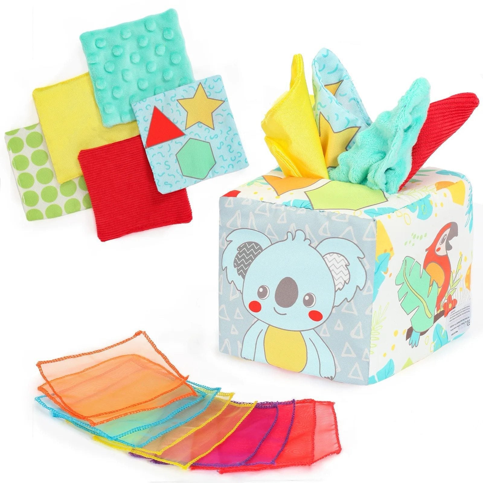 Sensory Tissue Box for Babies – Montessori-Inspired Crinkle and Silk Pull Toy