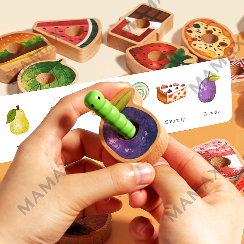 Wooden Greedy Caterpillar Rope Toy Set Designed For Children