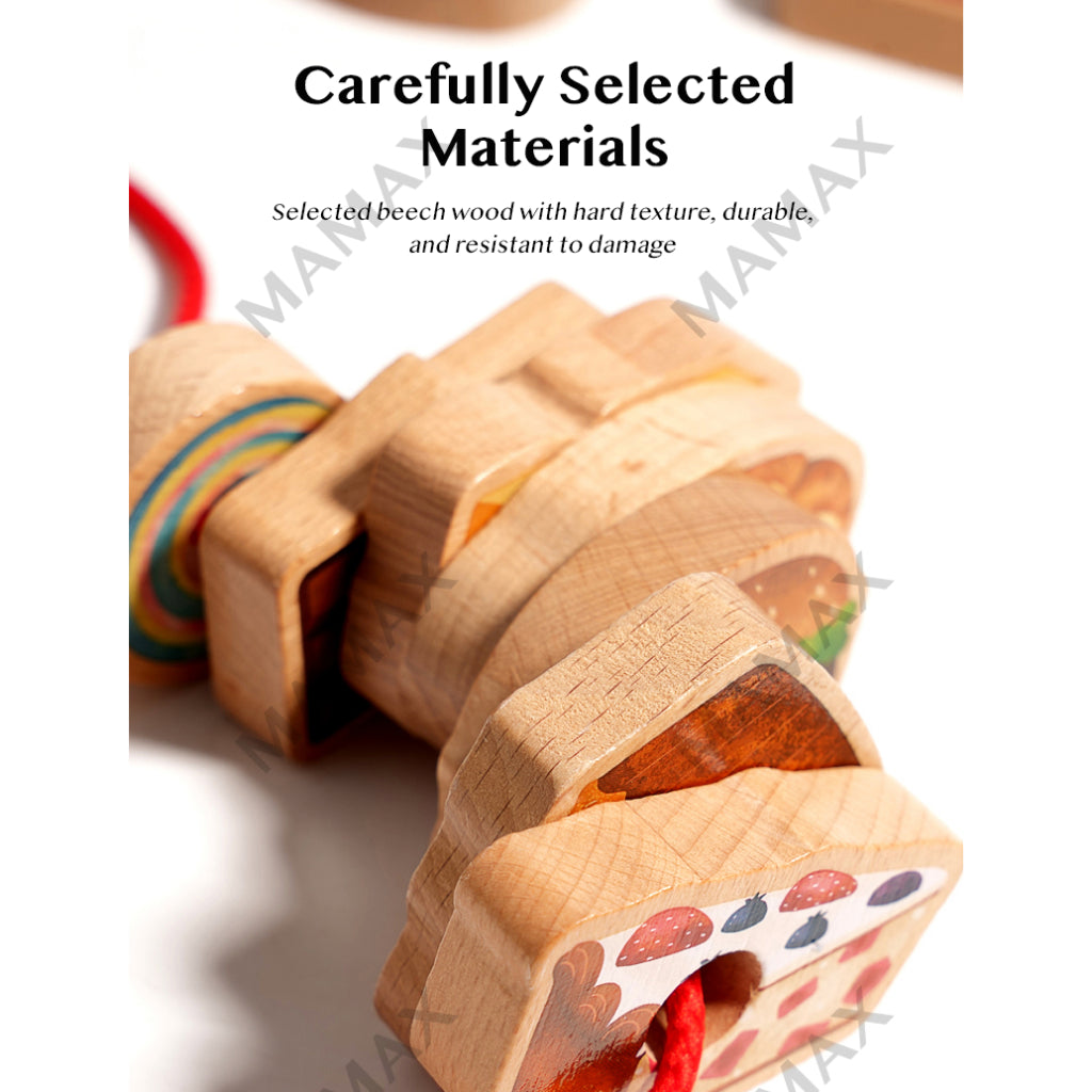 Wooden Greedy Caterpillar Rope Toy Set Designed For Children