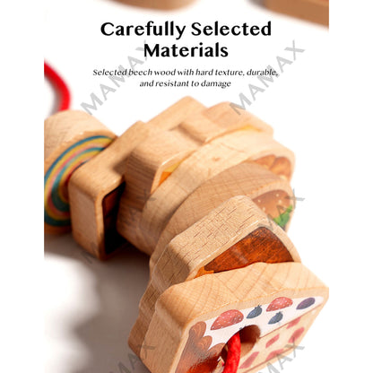 Wooden Greedy Caterpillar Rope Toy Set Designed For Children