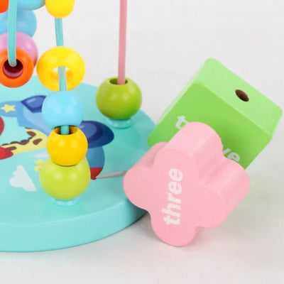 Boîte de perles d'intelligence à six côtés, grand jouet éducatif en bois multifonctionnel pour enfants, boîte au trésor à grosses perles rondes pour le développement parent-enfant