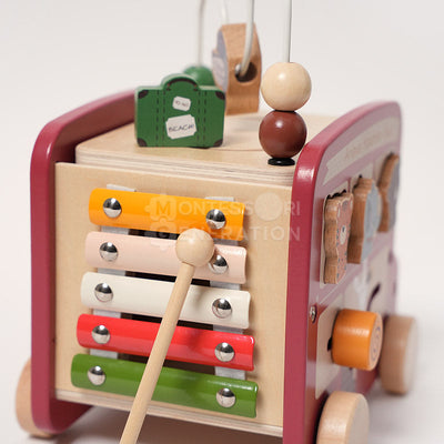 Fidtoy Wooden Activity Bus Toy for Toddlers – Montessori Multi Activity Learning Toy 2+