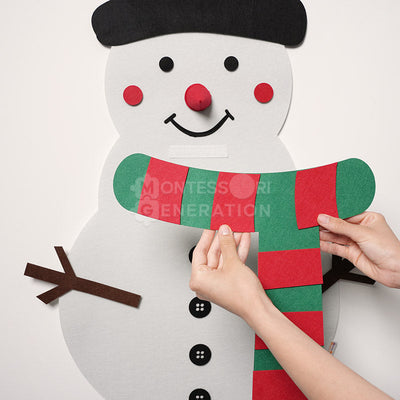 Fidtoy Christmas Snowman Wall Activity Toy for Toddlers – Felt Holiday Decoration Play Set