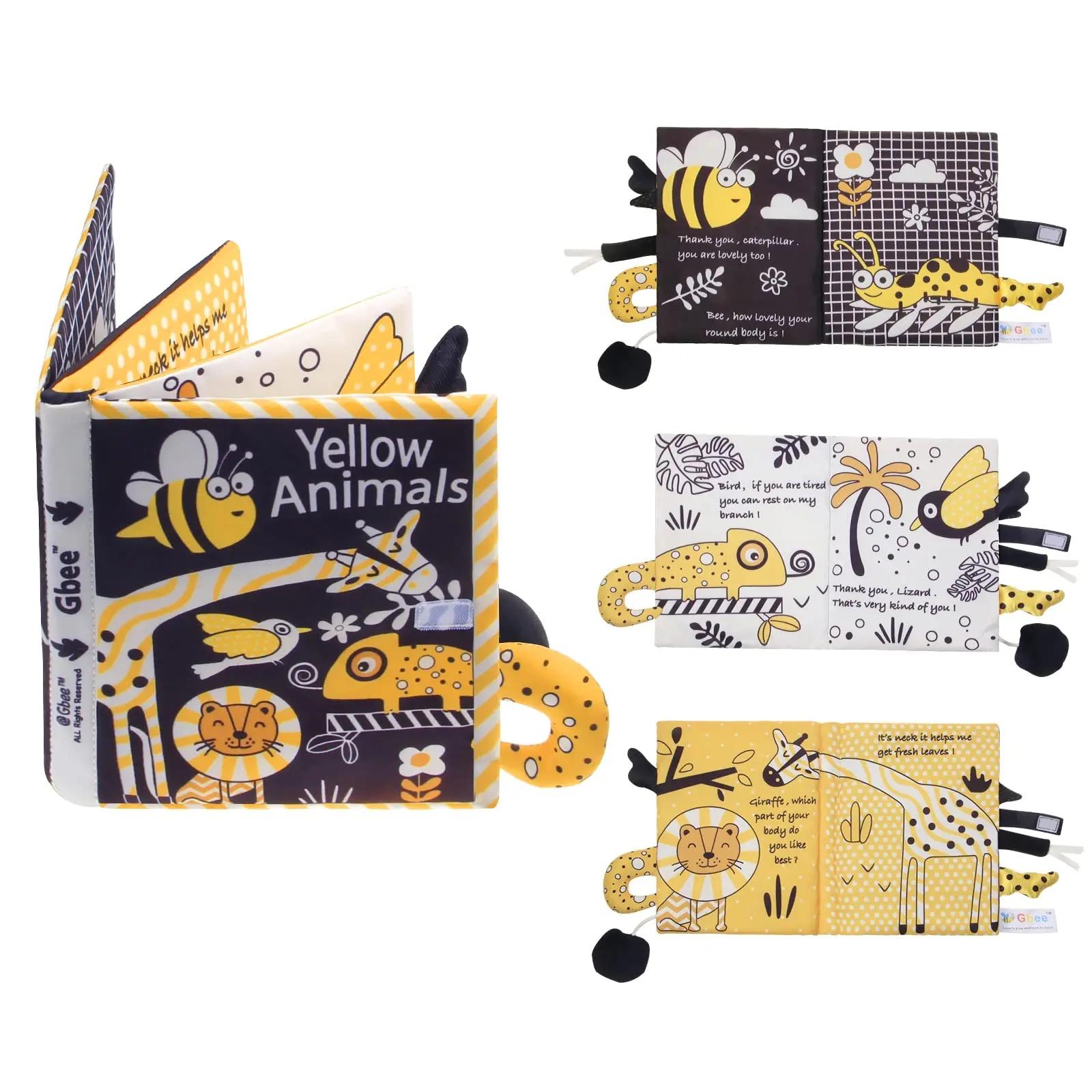 Yellow Animals Cloth Book – Sensory Touch and Feel Book for Babies