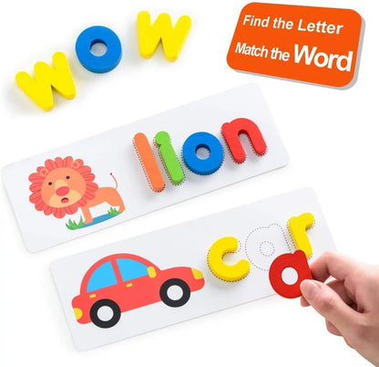 Spelling Game Wooden See and Spell Match Letter Puzzles