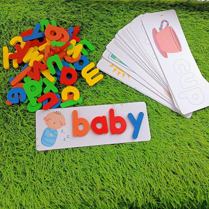 Spelling Game Wooden See and Spell Match Letter Puzzles