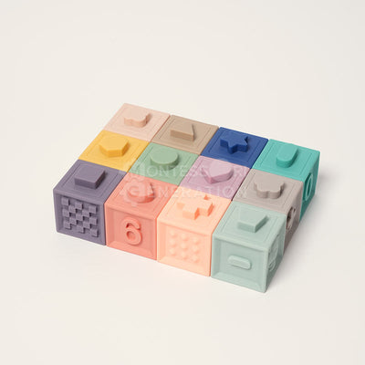 Fidtoy Silicone Sensory Stacking Blocks for Babies – Soft Teething Toy Set 6 Months+