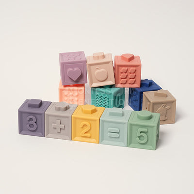 Fidtoy Silicone Sensory Stacking Blocks for Babies – Soft Teething Toy Set 6 Months+