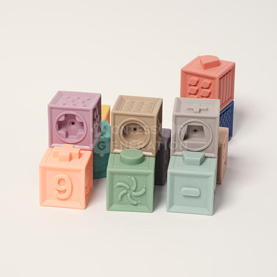 Fidtoy Silicone Sensory Stacking Blocks for Babies – Soft Teething Toy Set 6 Months+