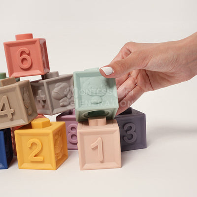 Fidtoy Silicone Sensory Stacking Blocks for Babies – Soft Teething Toy Set 6 Months+