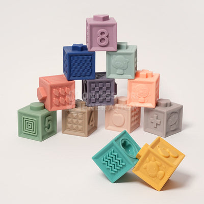 Fidtoy Silicone Sensory Stacking Blocks for Babies – Soft Teething Toy Set 6 Months+