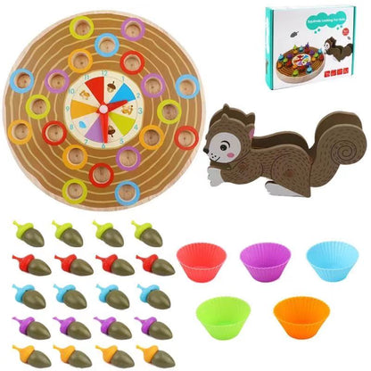 Squirrel Picking Acorn Wooden Board Game- Fine motor skills toys