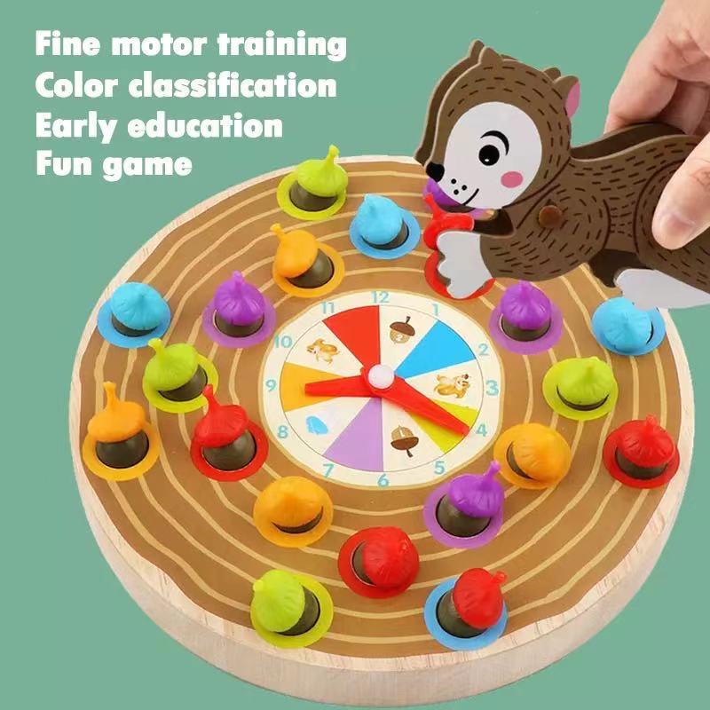 Squirrel Picking Acorn Wooden Board Game- Fine motor skills toys