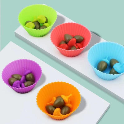 Juego de mesa de madera Ardilla recogiendo bellotas - Juguetes de motricidad fina