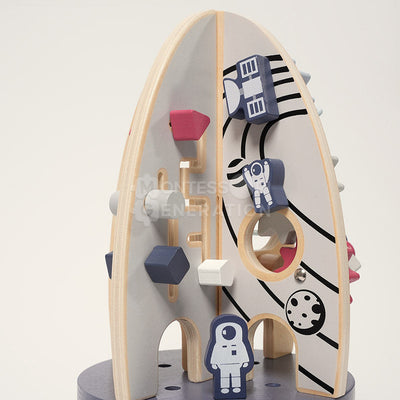 Fidtoy Cohete de madera para actividades para niños pequeños – Juguete de aprendizaje STEM multiactividad para mayores de 1 año