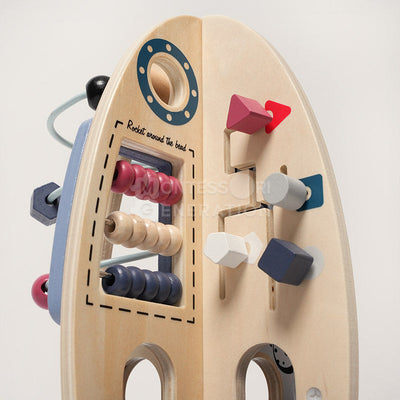 Fidtoy Cohete de madera para actividades para niños pequeños – Juguete de aprendizaje STEM multiactividad para mayores de 1 año