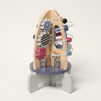 Fidtoy Cohete de madera para actividades para niños pequeños – Juguete de aprendizaje STEM multiactividad para mayores de 1 año