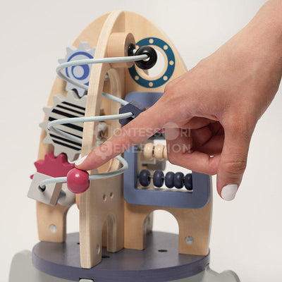 Fidtoy Cohete de madera para actividades para niños pequeños – Juguete de aprendizaje STEM multiactividad para mayores de 1 año