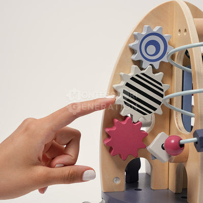 Fidtoy Cohete de madera para actividades para niños pequeños – Juguete de aprendizaje STEM multiactividad para mayores de 1 año