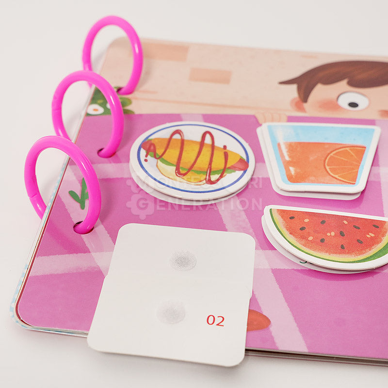 Libro de actividades con pegatinas Montessori