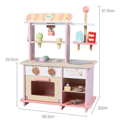 Wooden Dessert Shop & Ice Cream Stall Pretend Play Toys