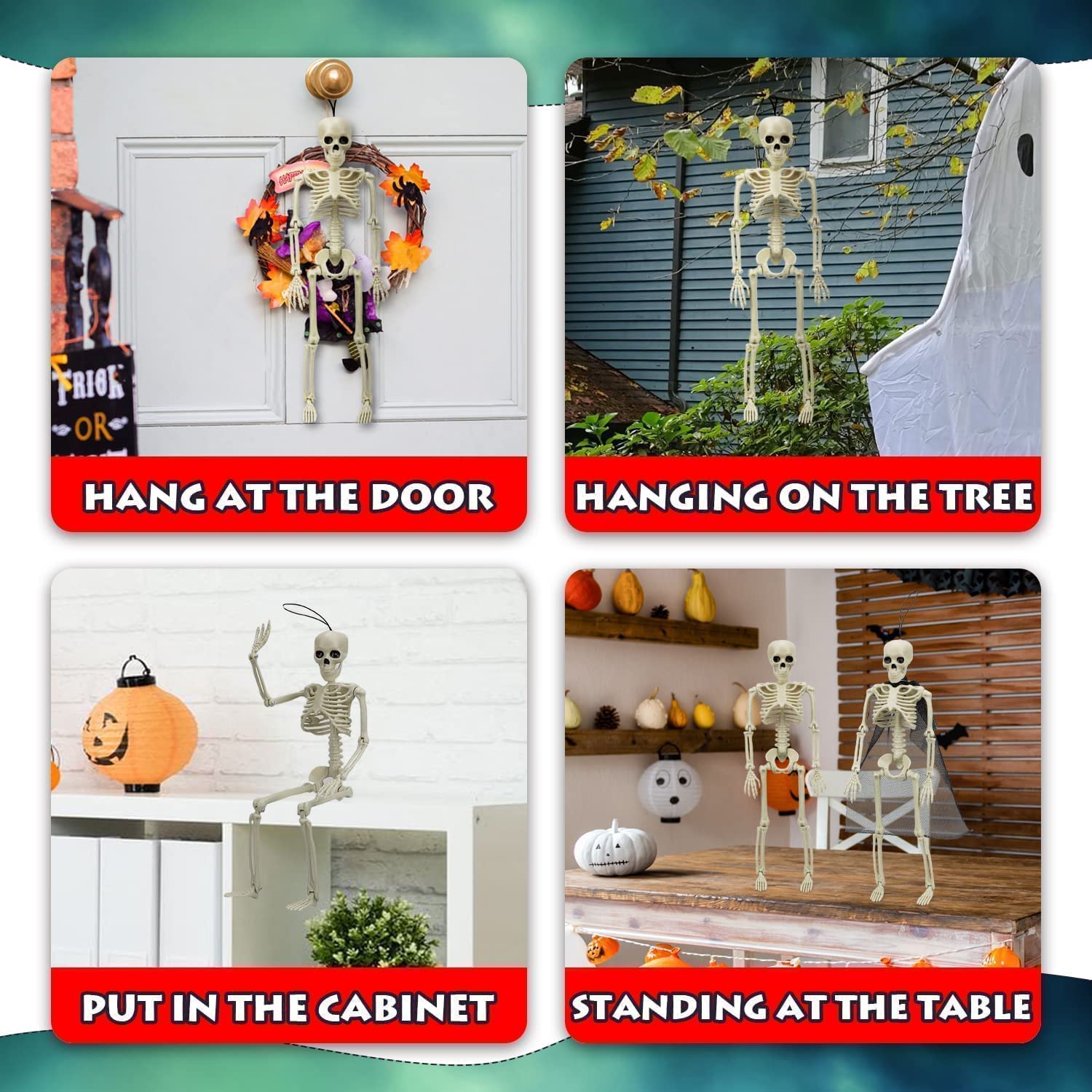 2 Pcs Halloween Hanging Skeleton Decoration