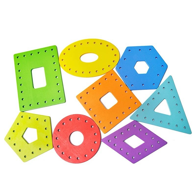 Threading Geometric Shapes - Lacing Activity for Fine Motor Development