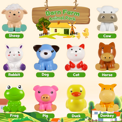 Juego de animales de granja Montessori Fidtoy para el aprendizaje de niños pequeños (20 piezas)