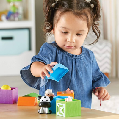 Juego de animales de granja Montessori Fidtoy para el aprendizaje de niños pequeños (20 piezas)
