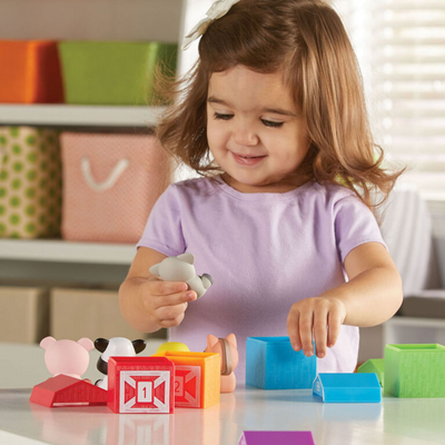 Juego de animales de granja Montessori Fidtoy para el aprendizaje de niños pequeños (20 piezas)