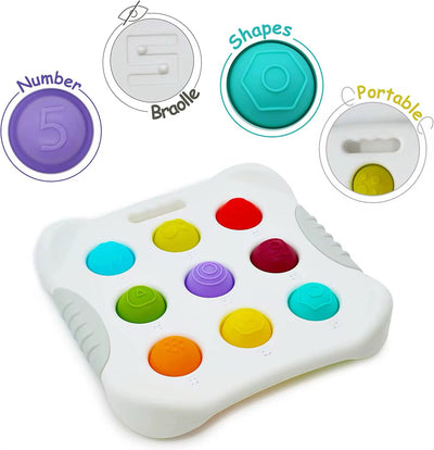 Pop-It Sensorial para Bebés y Niños Pequeños - Juguete de Viaje de Formas y Números