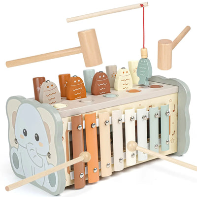 Juego de juguetes musicales sensoriales Fidtoy para niños pequeños - Juguete educativo de madera Montessori