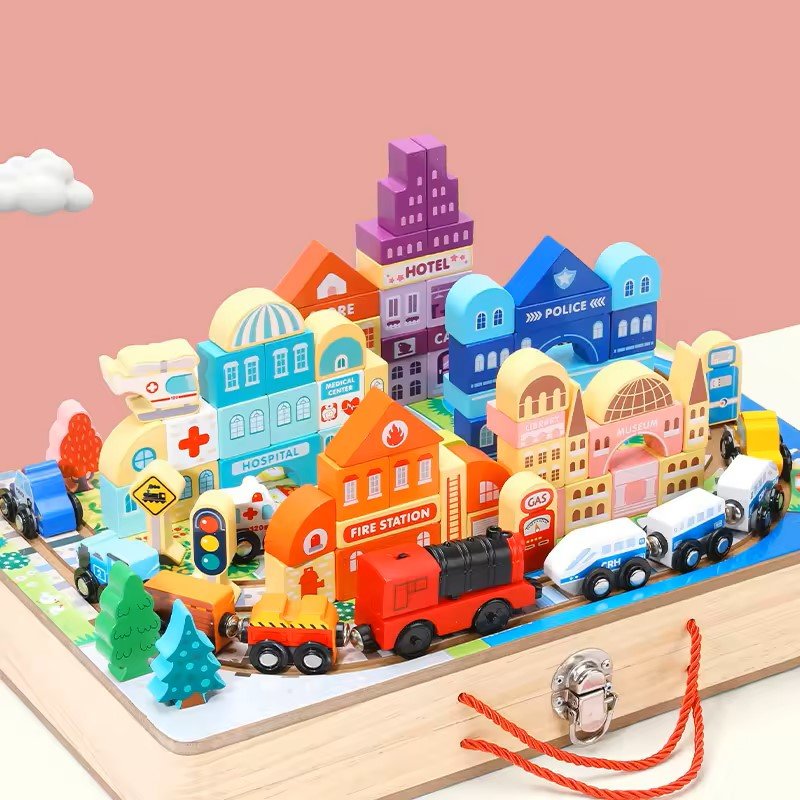 Train Set Building Blocks Box