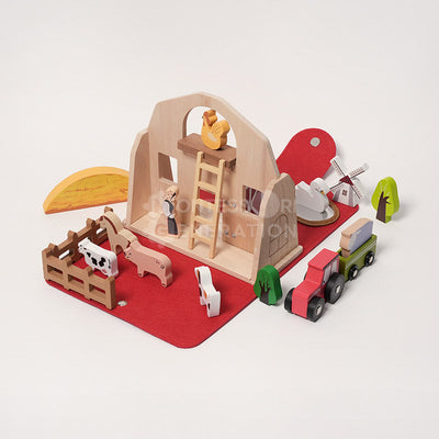 Ensemble de jeu de ferme de voyage Fidtoy pour tout-petits – Jouet de simulation portable avec 16 animaux en bois, 2 ans et plus