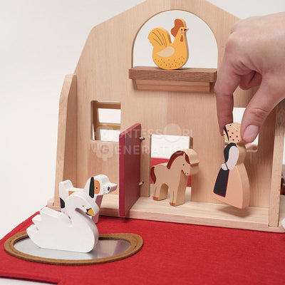 Ensemble de jeu de ferme de voyage Fidtoy pour tout-petits – Jouet de simulation portable avec 16 animaux en bois, 2 ans et plus
