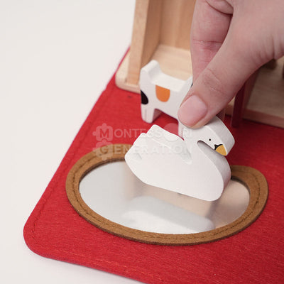 Ensemble de jeu de ferme de voyage Fidtoy pour tout-petits – Jouet de simulation portable avec 16 animaux en bois, 2 ans et plus