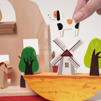 Ensemble de jeu de ferme de voyage Fidtoy pour tout-petits – Jouet de simulation portable avec 16 animaux en bois, 2 ans et plus