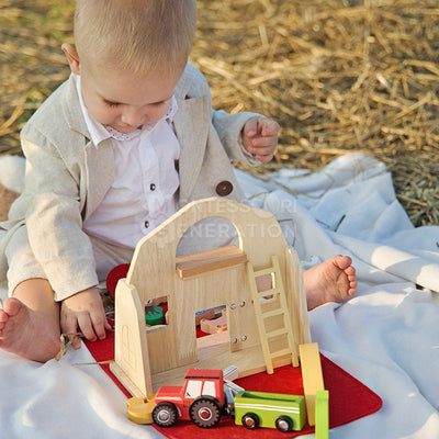 Ensemble de jeu de ferme de voyage Fidtoy pour tout-petits – Jouet de simulation portable avec 16 animaux en bois, 2 ans et plus